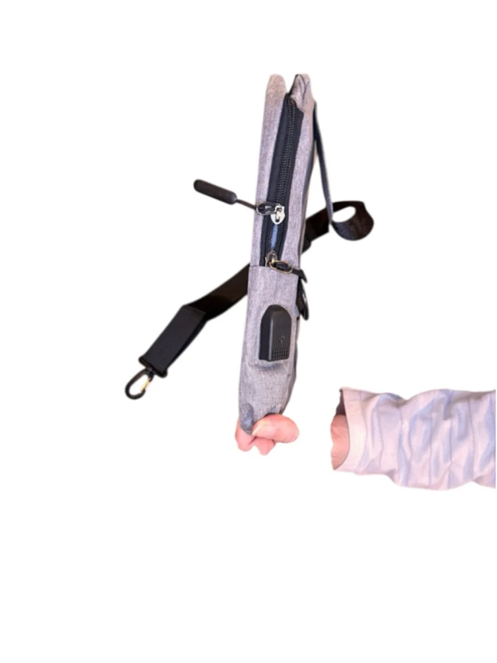 Lior crossbody bag with usb connector gray